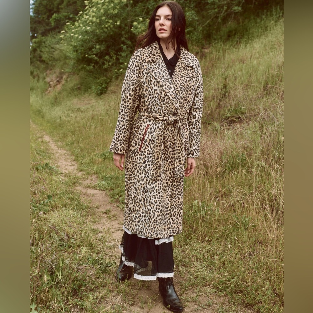 THE GREAT THE LONG BELTED COAT - VINTAGE LEOPARD SIZE 0 (oversized fit) NWT!